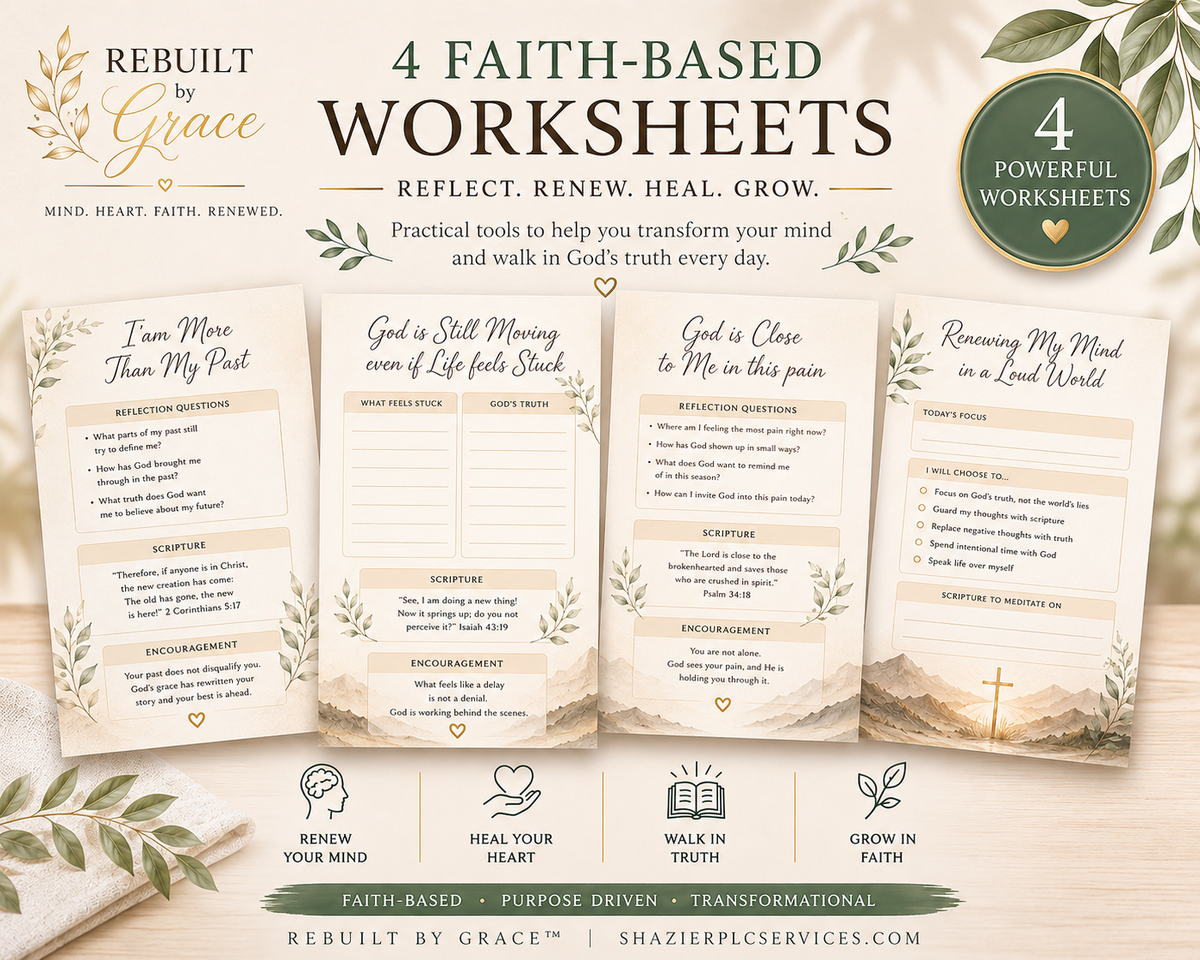 Rebuilt by Grace Faith-Based Healing Worksheet Bundle PDF